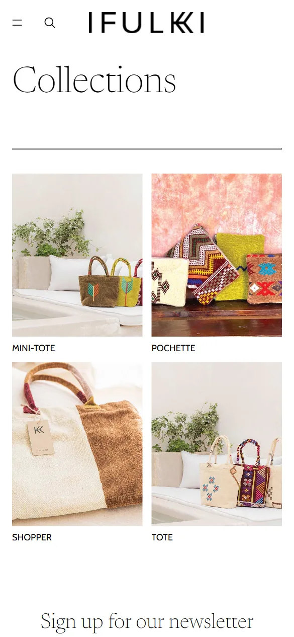 Collections page — Online store for Ifulkki