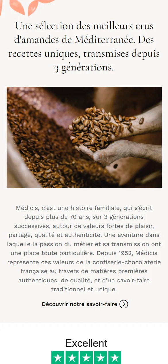 Story and craftsmanship — Online store for Confiserie Médicis
