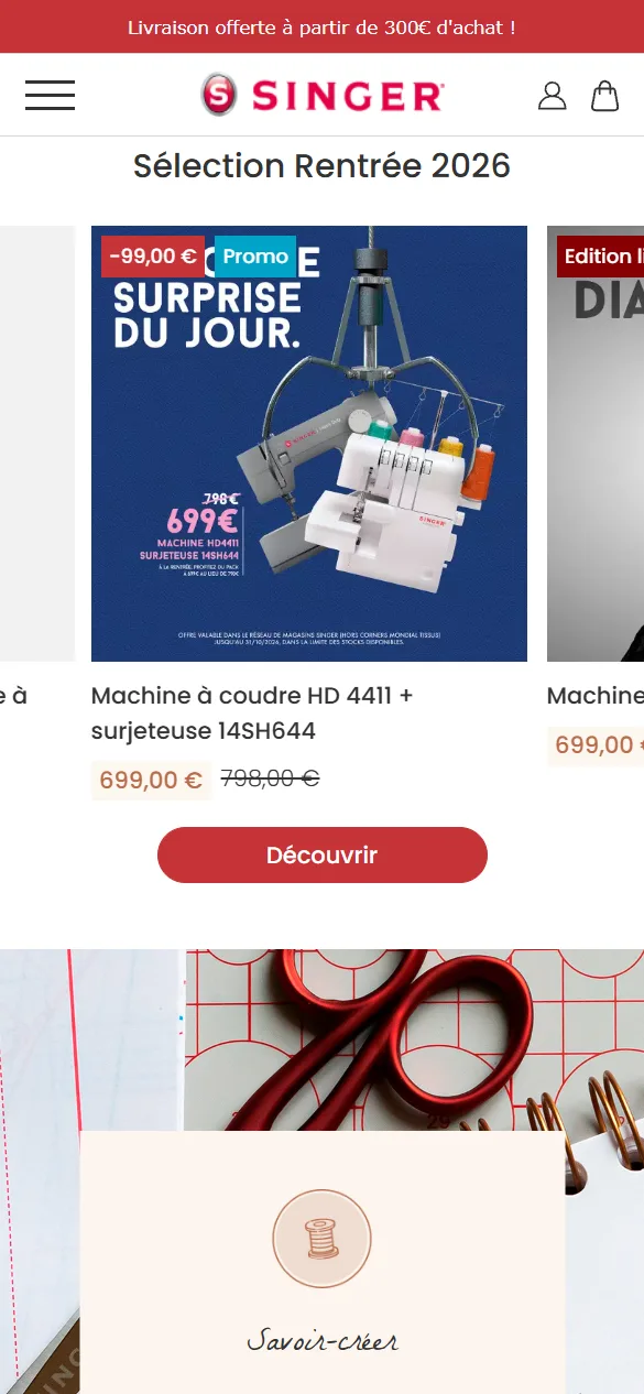 Product selection — Official website and online store for Singer France