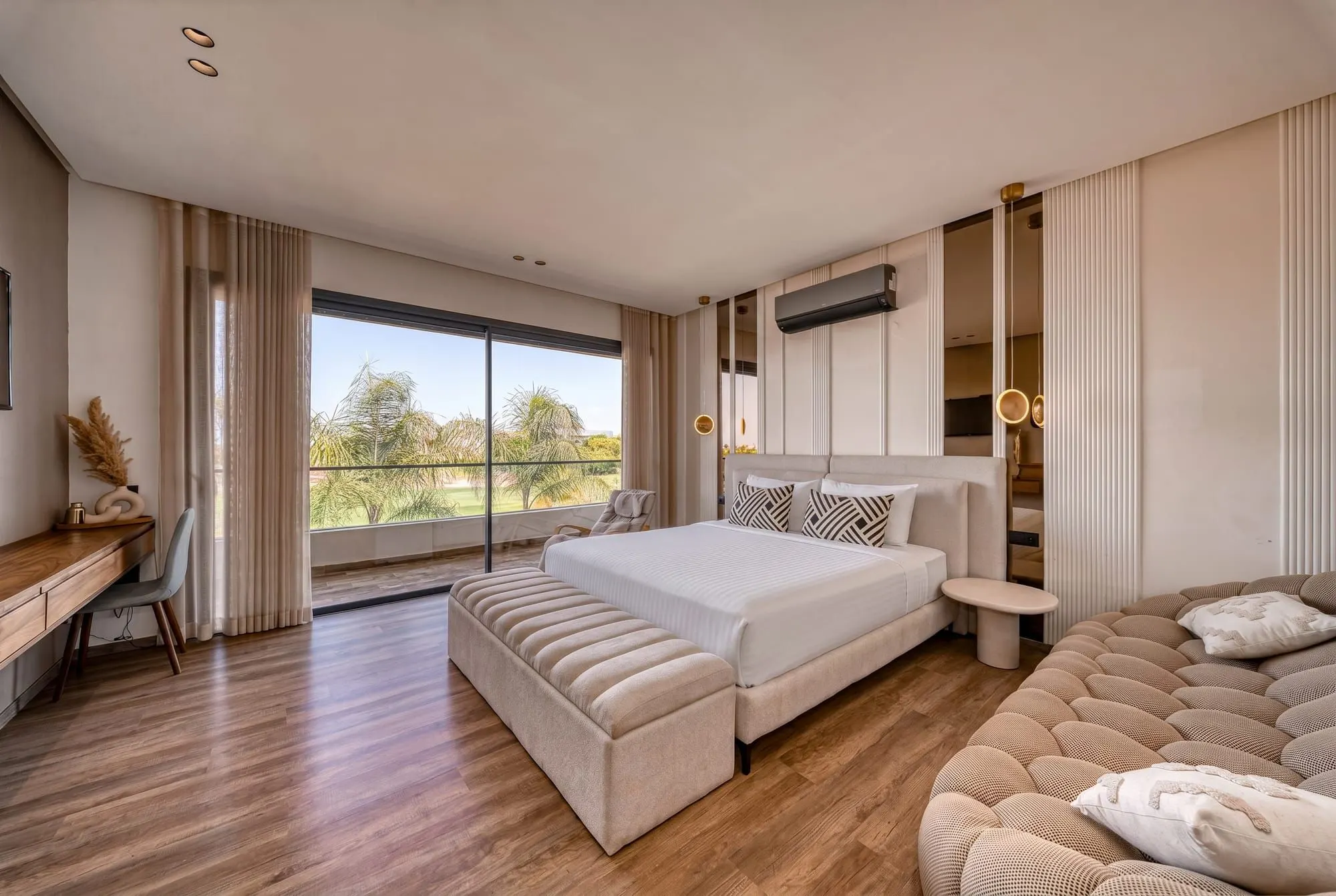 Bedroom — Contemporary villa in marble and wood in Marrakech