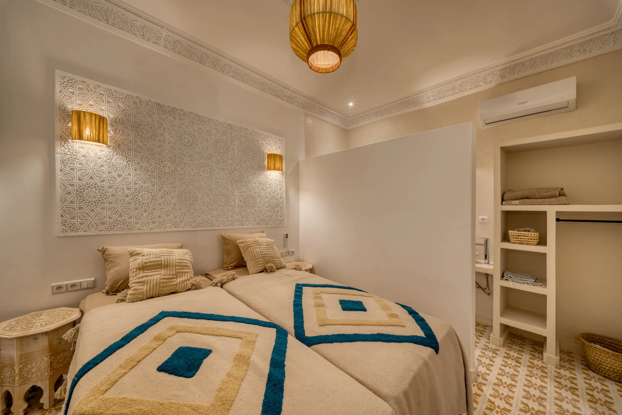 Bedroom — Renovated riad with green zellige in Marrakech