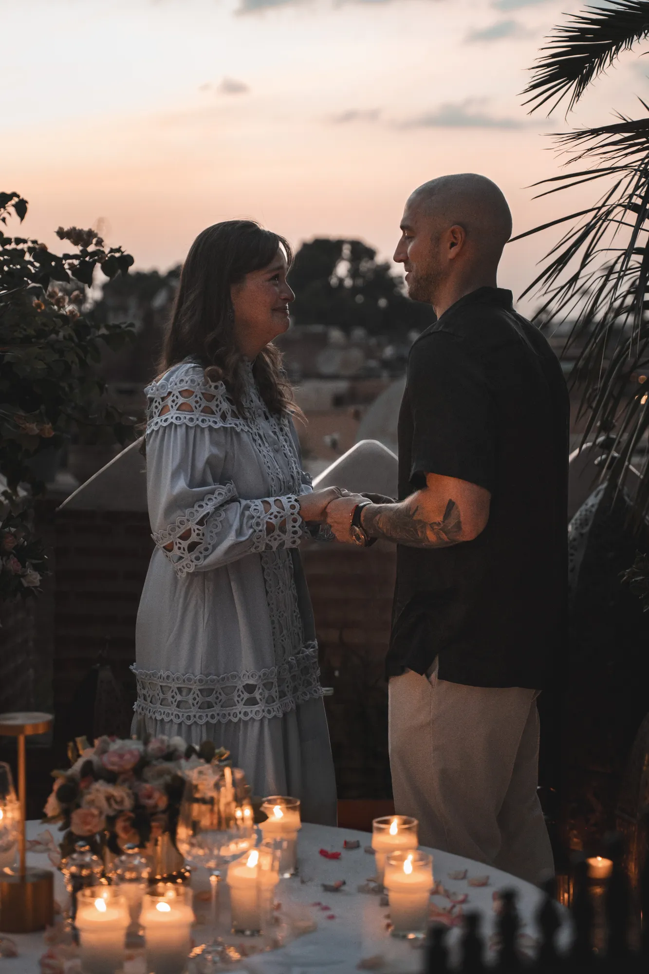 Couple — Rooftop marriage proposal in Marrakech