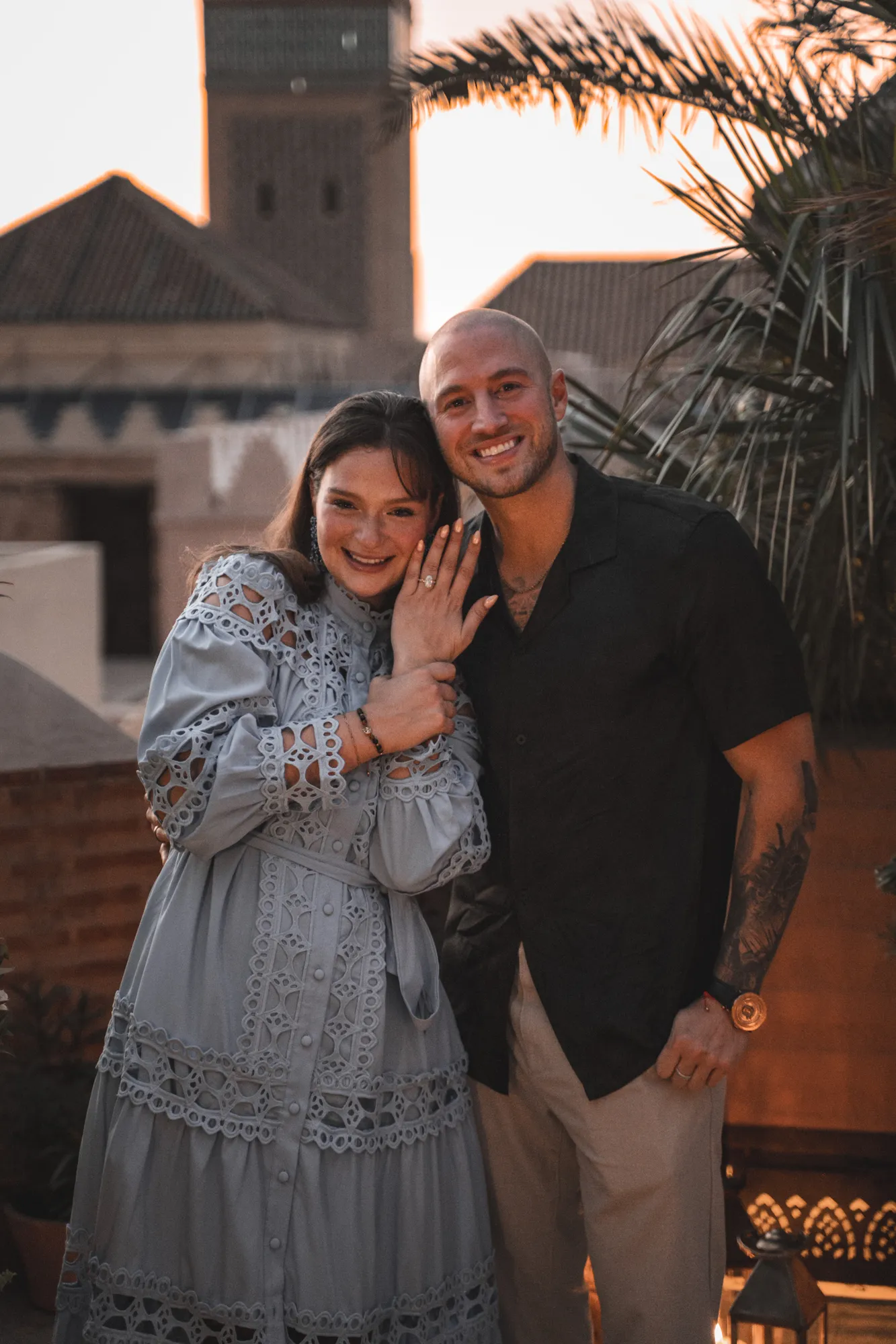 Couple — Rooftop marriage proposal in Marrakech